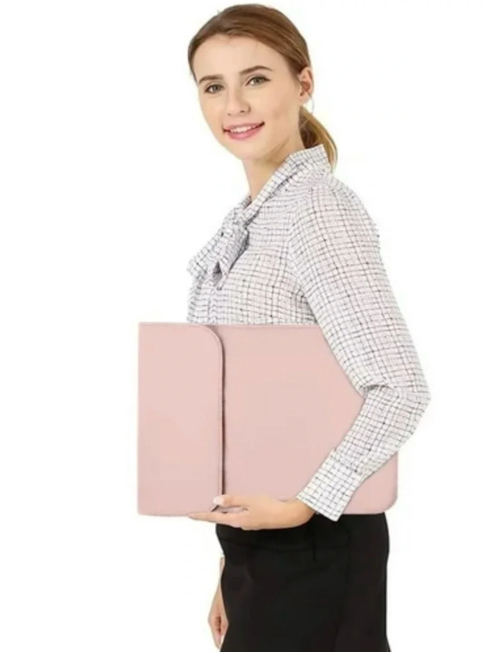Mosiso 13” Pale Pink Faux Leather Magnetic Close Laptop Sleeve Soft Girl